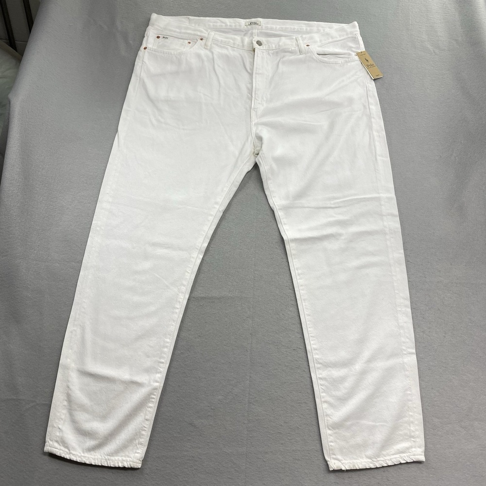 Polo Ralph Lauren Jeans Mens 44Bx32 White The Varick Slim Straight Hemp Blend
